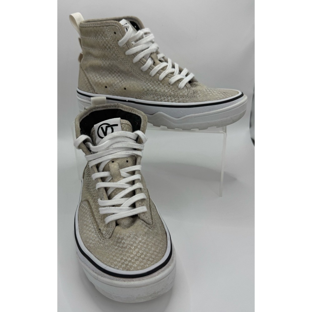 Vans Sk8-Hi MTE 2.0 DX Glitter Checkerboard Silver White Size 5W 3.5M 721454